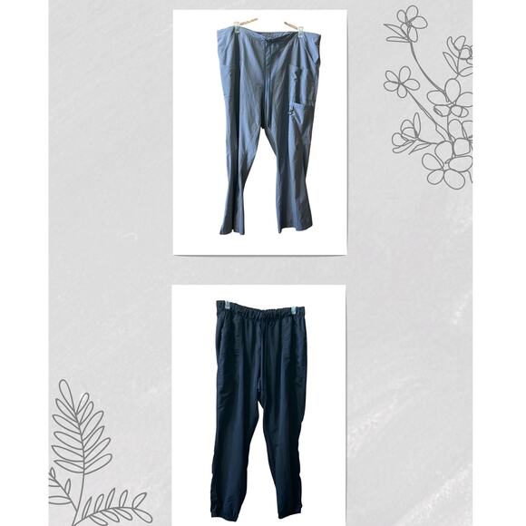 Lynx ScrubStar Pants 2X Elastic Waist Drawstring Pocket Flare Leg 2 pcs Medical - Picture 1 of 9